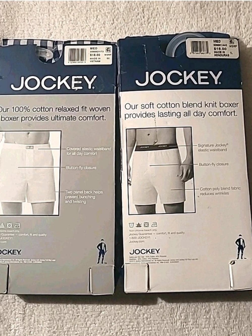 Jockey Men's Blue Knit and Navy Check Woven Boxer Briefs 2 Pack New Size 32-34 - Picture 2 of 12